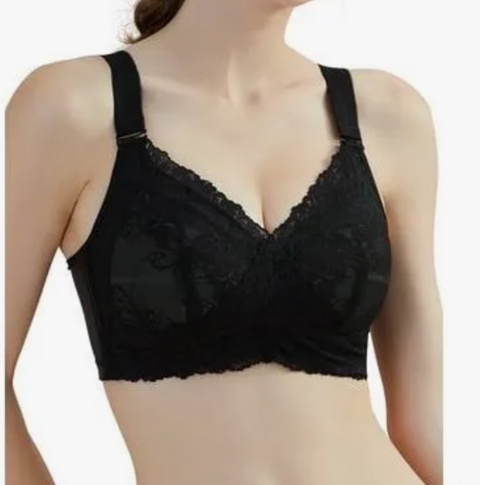 Ailivin Women Black Lace Wireless Bra Comfort Wide Straps 34DDD A6128